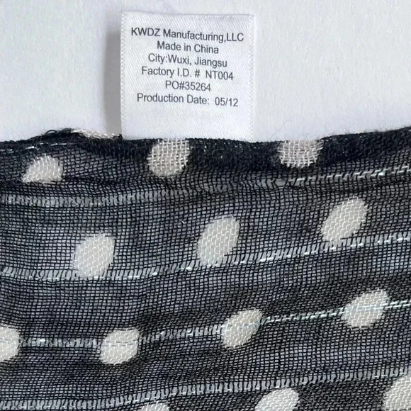 Black And White Polka Dot Silver Metallic Striped Scarf - Picture 7 of 7